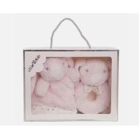 set 2 conejo rosa soft doudou con sonajero en caja para regalo bebe nacido,rey,anonuevo. - details 0