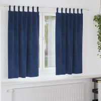 Cortinas opacas vidaXL con lazos de suspensión 2 pcs de terciopelo azul oscuro - details 0