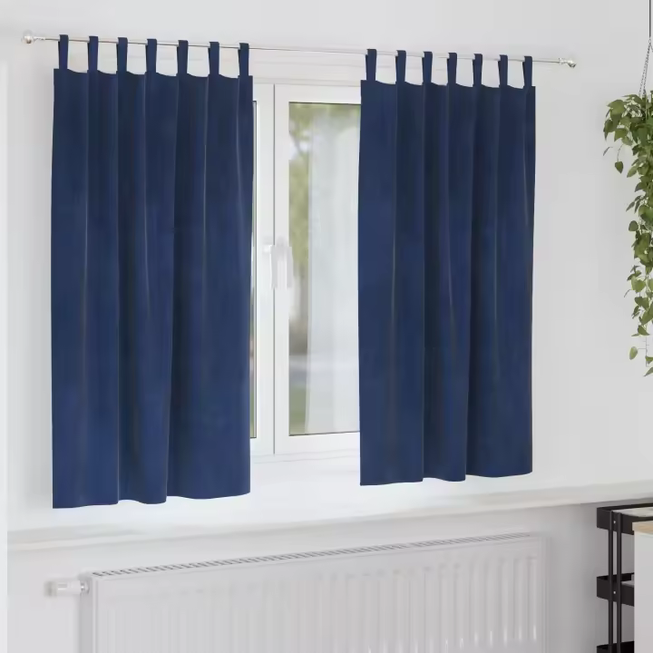Cortinas opacas vidaXL con lazos de suspensión 2 pcs de terciopelo azul oscuro - 1