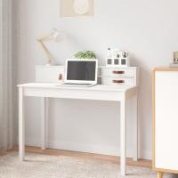 vidaXL Escritorio de madera maciza de pino 110x50x93 cm en color Blanco/Natural | estructura resistente ideal para salón dormitorio o estudio - details 0