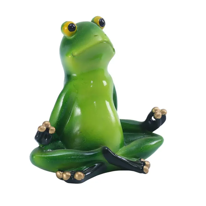 Estatua De Rana De Meditación Zen - Decoración De Yoga Hecha a Mano Para Jardín Y Hogar Accesorios De Micro Paisaje Regalo Único Con Serenidad - 1