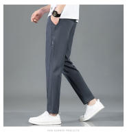 Pantalones Casuales Para Hombre Verano Estilo Coreano Ajustados Versátiles Deportivos Seda Helada Color Sólido Moda Casual - details 9