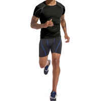 Camiseta De Compresión Para Hombre Verano Manga Corta Tiras Elásticas Moda Casual Camiseta De Poliéster Para Gimnasio Y Pista - details 1