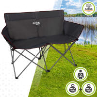 Aktive - Sofá plegable camping para 2 personas, 107x63x88 cm, fabricado de acero y polietileno, con topes para terrenos blandos, máx. 220 kg (110 kg cada asiento), incluye funda, sofás plegables, accesorios camping - details 1