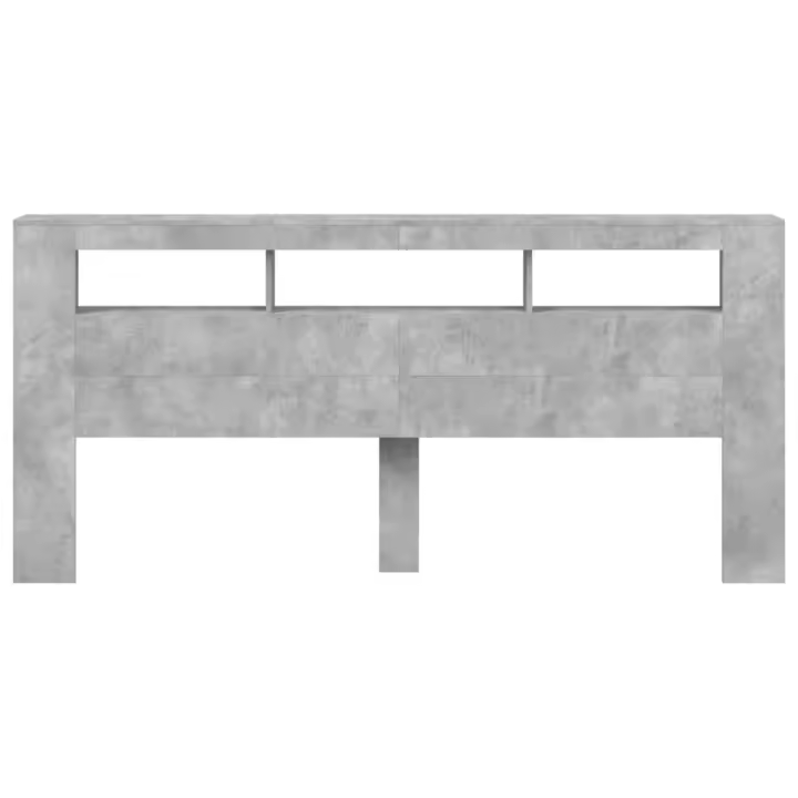 vidaXL Cabecero LED madera ingeniería gris hormigón 220x18,5x103,5 cm - 1