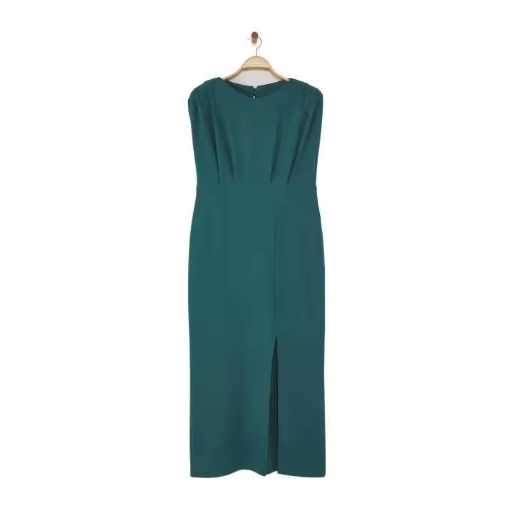 Trendyol Black Sleeveless Slit Woven Plus Size Evening Dress/Graduation/Engagement/Evening Dress Tbbss25Ah00052 - 1