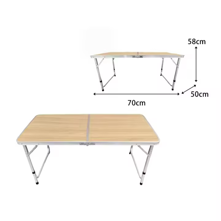 Mesa de camping plegable, 70x 50 x 58 cm, color blanco, con asa, para exteriores Mesa de camping plegable multifuncional con asa de transporte y estuche de viaje - 1