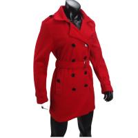 Abrigo De Mujer En Lino Y Lana Doblemente Abrillantado Con Cinturón Y Etiqueta En Hombro Casual Streetwear De Otoño Invierno - details 9
