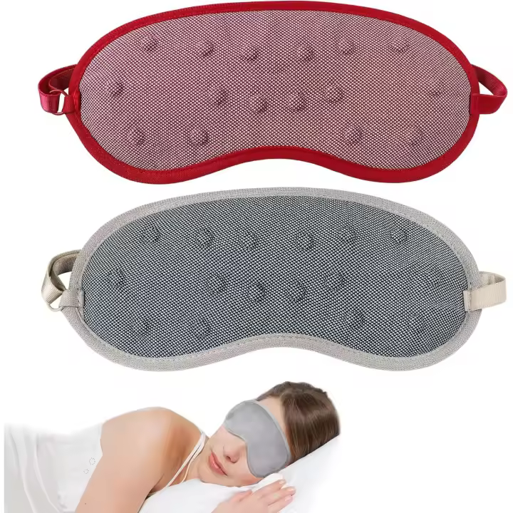 2 piezas antifaces con imán de infrarrojo lejano para ojos, antifaz de descanso profundo, correa ajustable para la cabeza, suave y cómodo, antifaz reutilizable con bloqueo de luz, ideal para aliviar el estrés, dormir y masajear los ojos. - 1