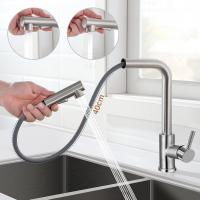 Grifo mezclador para fregadero de cocina con rociador extraíble, con 2 modos de agua corriente y rociado, agua caliente y fría - details 2