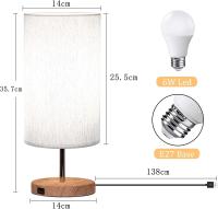 Lámpara de Mesilla de Noche con Puertos de Carga USB, Control Tactilla de 3 Temperaturas de Color y Lámpara de Registro Minimalista Regulable, Bombillas E27, Lectura Salón habitación Oficina [Clase de eficiencia energética G] - details 1