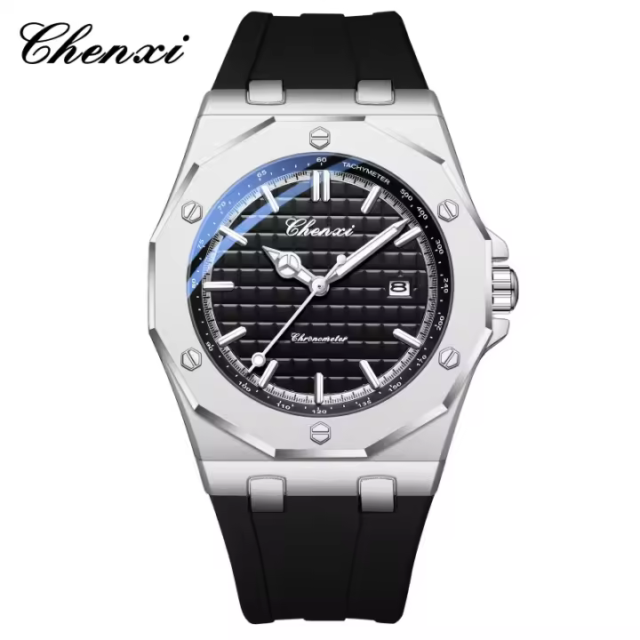 Reloj De Cuarzo Para Hombre CHENXI 8268 Con Correa De Silicona Luminosa Resistente Al Agua Calendario Deportivo Y Casual - 1