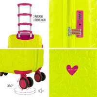 Agatha Ruiz de la Prada – Set de Maleta Mediana + Maleta Cabina Verde Pistacho con Detalles Rosa Fucsia, RPO Ultraligero, Candado TSA y Ruedas 360° – Colección Iconic - details 1