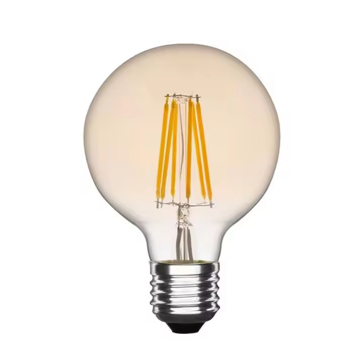 Bombilla LED vintage gold G95 8w, bombilla de filamento carcasa dorada E27 de 800lm, bombilla de estilo vintage decorativo, luz calida 2200K, Don Feliz - 1