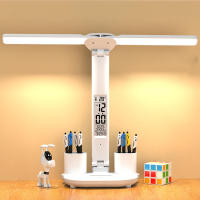 Lámpara De Escritorio LED Con Reloj Y 2 Cabezas Recargable Por USB Luz Nocturna Toque Protección Ocular Rotación De 180 Grados Plegable Para Lectura - details 10