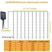 Luces De Cortina Solar De 100 LED Para Exteriores Resistente Al Agua Con Hilo De Cobre Plata 8 Modos Luz De Hadas Para Decoración De Navidad Y Fiestas En Casa - details 5