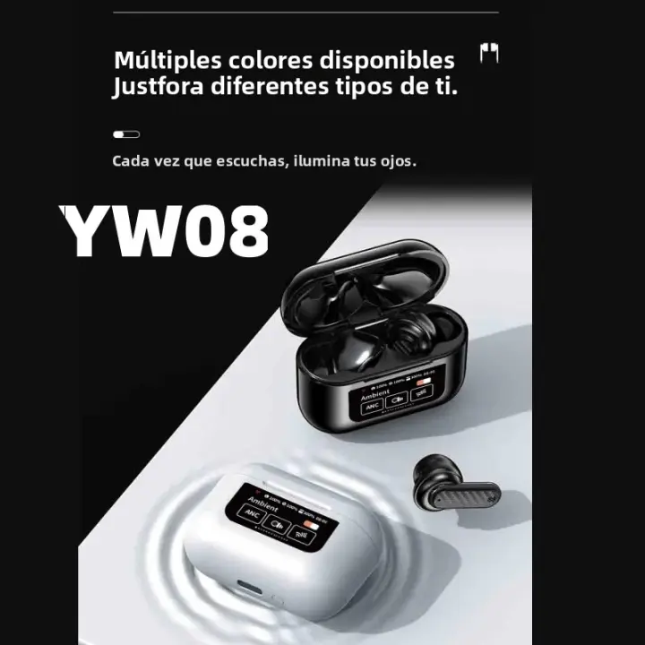 Auriculares Inalámbricos BT YW08 Con Pantalla Táctil LCD Deportivos Con Micrófono Y Cancelación De Ruido ANC Impermeables Para Gaming - 1