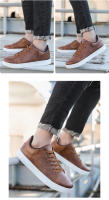 Zapatos Casuales De Cuero Para Hombre Mocasines Urbanos Cómodos Zapatillas Skateboard Color Marrón Tienda En Línea De Moda Masculina - details 10