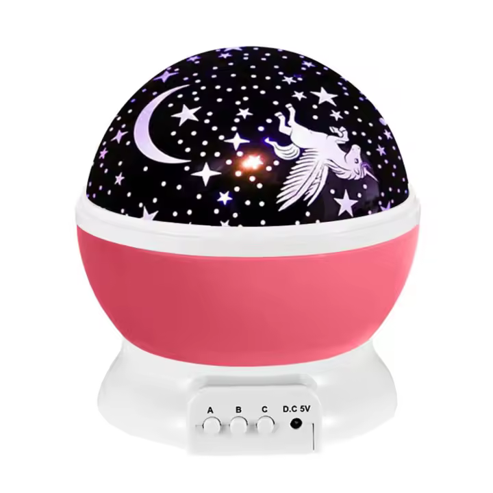Lámpara Proyectora De Noche Rotativa Con Cielo Estrellado Y Unicornio Para Niños Y Bebés Luz LED Romántica USB/Batería AA Incluida - 1