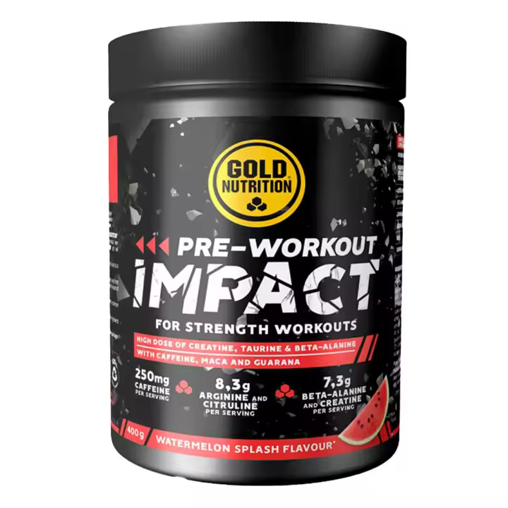 Gold Nutrition - Pre Workout Impact 400 g - Pre-entrenamiento con estimulantes -  Sabor: Sandía - 1