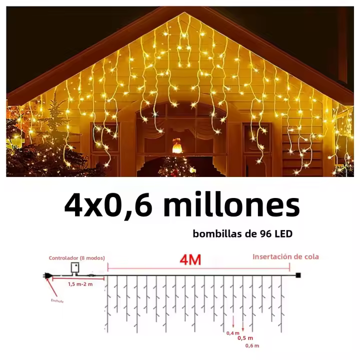 Luz De Cadena De LED Para Pista De Hielo 3.5M Con 8 Modos De Iluminación Decoración De Navidad Para Fiesta Y Boda En Exterior - 1