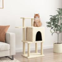 vidaXL Rascador para Gatos con Postes Árbol Torre Escalador Sisal Color Crema,  Gris claro,  Gris oscuro y mas - details 0