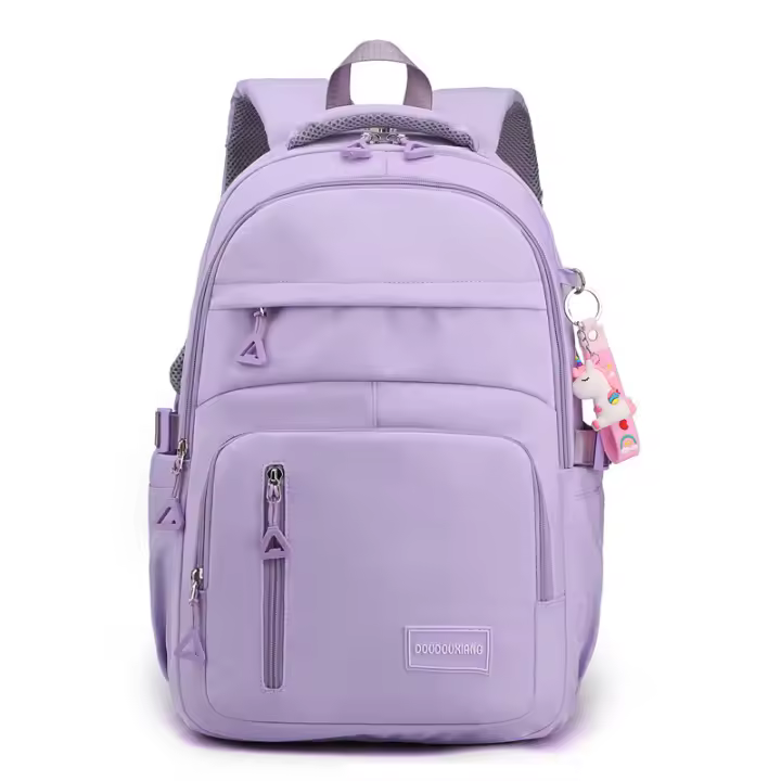 Mochila De Color Sólido Con Manija De Malla Y Correa Curvada De Alta Capacidad Para Viajes Cierre De Cremallera Capa Interna De Nylon Para Hombres Y Mujeres - 1