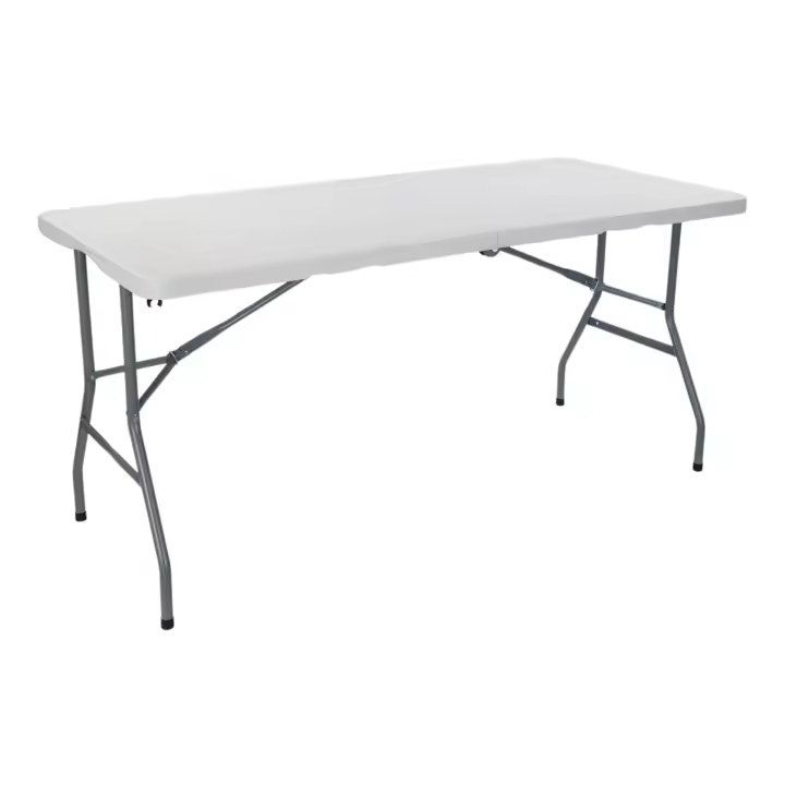 Mesa Catering Plegable Rectangular Portatil Blanca 150 cm | Thinia Home | Mesa Multiusos: Camping, Eventos en Espacios Exteriores o Interiores | Mesa Resina y Patas Acero | 2-4 Personas - 1