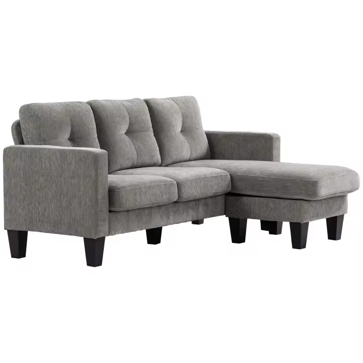 HOMCOM Sofá Esquinero Sofá en Forma de L Tapizado en Poliéster Sofá Chaise Longue Reversible con 3 Cojines para Salón Carga 180 kg 186x130x84 cm - 1