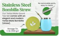 Vaso Mate Argentino Novomates - Kit Mate y Bombilla - Mate Argentino Kit Completo Reemplaza Mate Calabaza, Acero Inoxidable Doble Pared y Bombilla Mate Argentino - 237ml (Turquesa ) - details 2