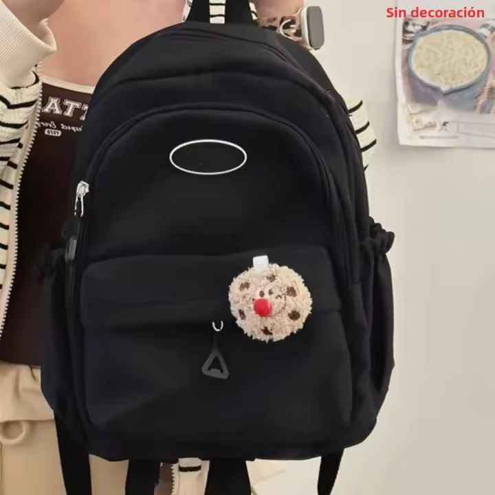 Mochila Grande Para Mujer Impermeable Ligera De Nylon Sólido Sin Colgantes Mochila Estudiantil Con Cierre De Cremallera - 1