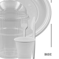 100 Plastos plastico 17/20.5/22CM, 100 Cubiertos plastico y Vasos plastico - details 1