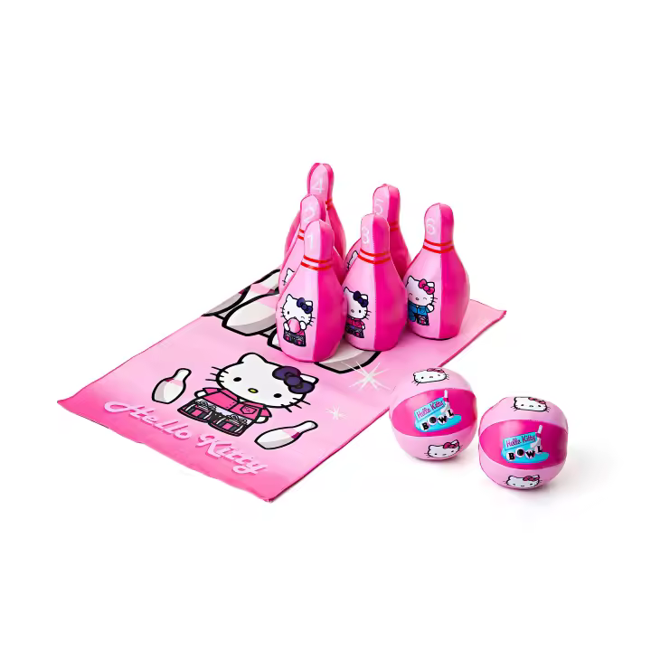 Juego de Bolos Soft Hello Kitty (6541). Bolos blanditos con dos pelotas y un tapete. + REGALO DIANA VELCRO Perfectos para el desarrollo de la psicomotricidad infantil. Divertidos y seguros. Calidad a buen precio. De acuerdo a la normativa CE. +3 años - 1