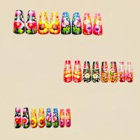 24pcs/set Uñas Postizas Largas Medias Falsas De Cuadrado Ballet Con Flores Y Mariposa Azul Verde Para La Temporada De Primavera Y Verano - details 38