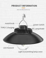 Lámpara Portátil LED Retro Para Camping Con Gancho Y Batería Integrada Recargable Luz De Ambiente Cálida Para Exterior - details 2