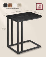 Mesa auxiliar moderna con ruedas y pies ajustables, ideal para dormitorio, fácil de montar, marco de acero, en blanco crema o negro ébano - details 24