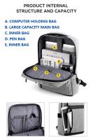 Mochila para ordenador portátil de gran capacidad para hombre, bolso de hombro informal, multifuncional, con carga Usb, impermeable - details 2