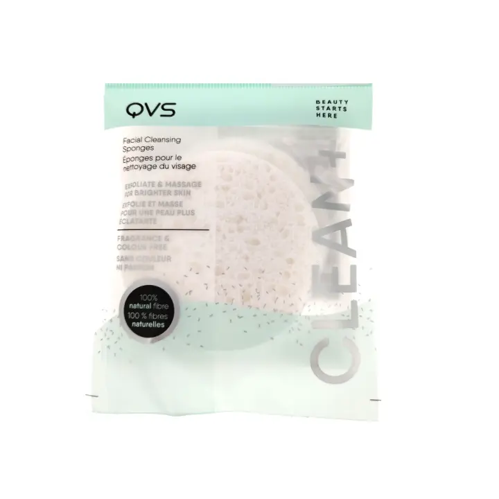 QVS  2 Esponjas faciales celulosa natural - 1