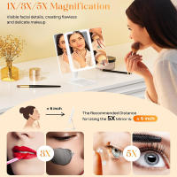 Espejo De Maquillaje Ajustable Con Lámparas LED Tri-fold Y Magnificación 1x/2x/3x/10x Para Baño Mesa De Belleza - details 2