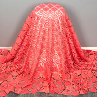 Tela De Encaje Africano Guipure Con Lentejuelas Soluble En Agua Para Mujer Vestidos De Boda Y Fiesta TY3607 100% Poliéster 120CM - details 25