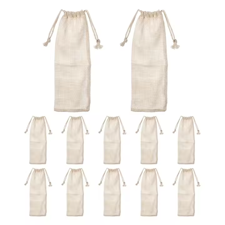 Malla para Cocer Legumbres. Tallas 20x9, 26x9 o 33x9 cm. Pack 12 Mallas de Cocción, Red para Cocer Garbanzos, Legumbres y Verduras. Malla Reutilizable, Peso Máximo 0'5, 1 o 2kg. Apto para Almacenamiento de Alimentos Frescos - 1