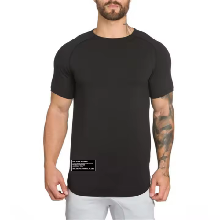 Muscleguys Summer O neck T Shirt Mens Fashion T-Shirt Gym Clothing Hip-Hop Short Sleeved Streetwear Sports Slim Fit Tees Tops - 1