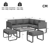 Conjunto de muebles de jardín, Conjunto de muebles de asiento 6-7 plazas, sofá esquinero con Estructura de Hierro galvanizado, Patos ajustables, todos los Zapatos de asiento y Zapatos incluidos, Gris - details 8