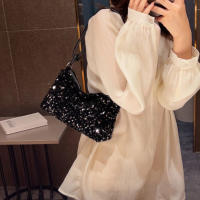 Bolso De Hombro Negro Con Brillo De Pimienta Estilo Casual Chic Diseño Unisex Bolso Cruzado Para Mujer Con Cierre De Cremallera - details 0