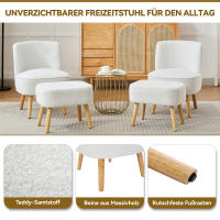 2025 Nuevo producto de Diseño Moderno, Sillón reclinable con taburete, Sillón sin reposabrazos, Asiento tapizado, tela de tercipelo de Plush, patias de Madera maciza, adecuado para dormitorio, Salón, Piso, etc. - details 1