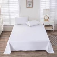 Sábana Individual One Piece Hoteles B&B Uso Doméstico Blanco Puro Material Lavado Poliéster/Celulosa Sábana De Cama Sin Fundas De Almohada - details 7