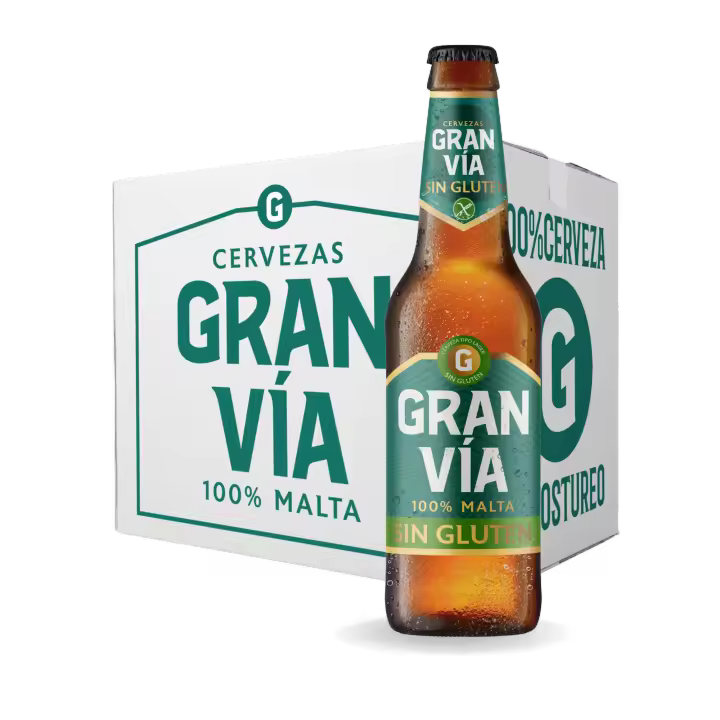 12 Botellas de Cervezas Gran Vía SIN GLUTEN 100% Malta - 1