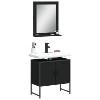 vidaXL Set de muebles de baño 2 pzas madera de ingeniería en color Roble Sonoma/Gris sonoma/Marrón roble y más | almacenamiento funcional diseño moderno para baño dormitorio sala - details 4