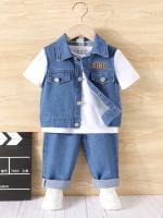 Conjunto De 3 Piezas Para Niños Y Niñas Ropa De Verano Algodón Y Poliéster Estilo Retro Comodidad Viaje Exterior Unisex - details 0