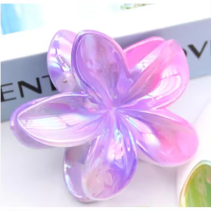 J.S ONDO Pinzas para el pelo con gradiente acrílico colorido para mujer, estilo bohemio, flor de lirio, garra para el pelo dulce y fresca, accesorios para la cabeza, regalos,PINZA DE FLOR - 1
